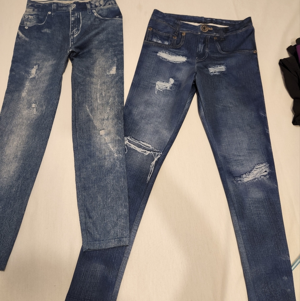 Denim print leggings